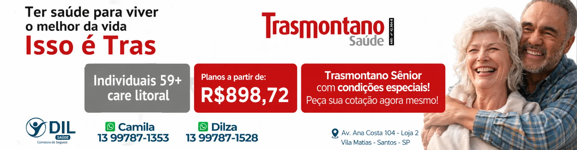 Trasmontano Saúde - planos individuais 59+ e Trasmontano Sênior com condições especiais na Dil Saúde